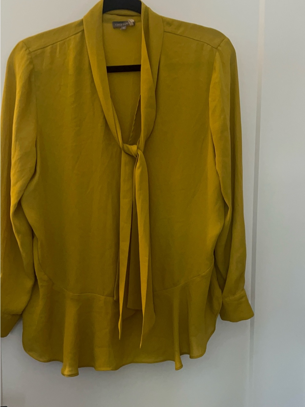 Vince Camuto Mustard Tie-Neck Blouse